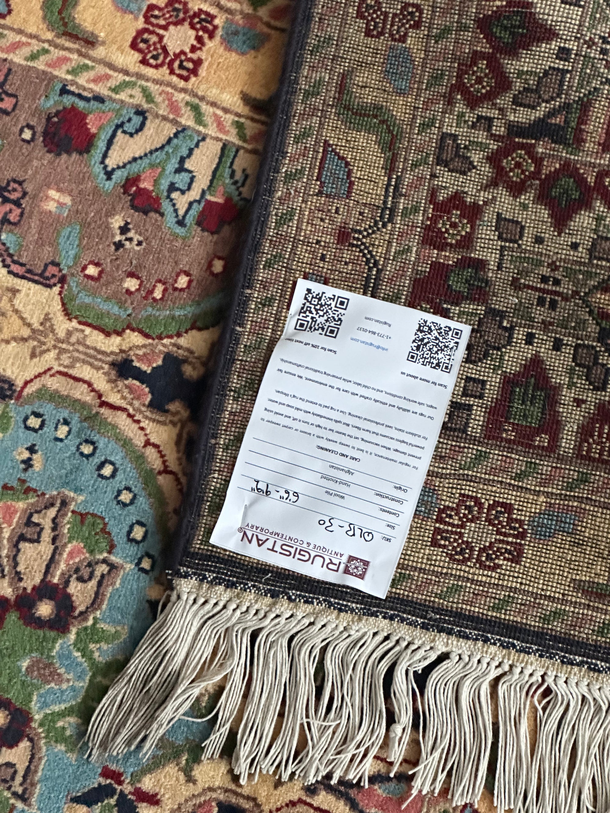 Hand-Knotted Afghani Heart Shape Wool Rug – 6’6″ x 9’2″ by Rugistan - product image 4 for Resin Society
