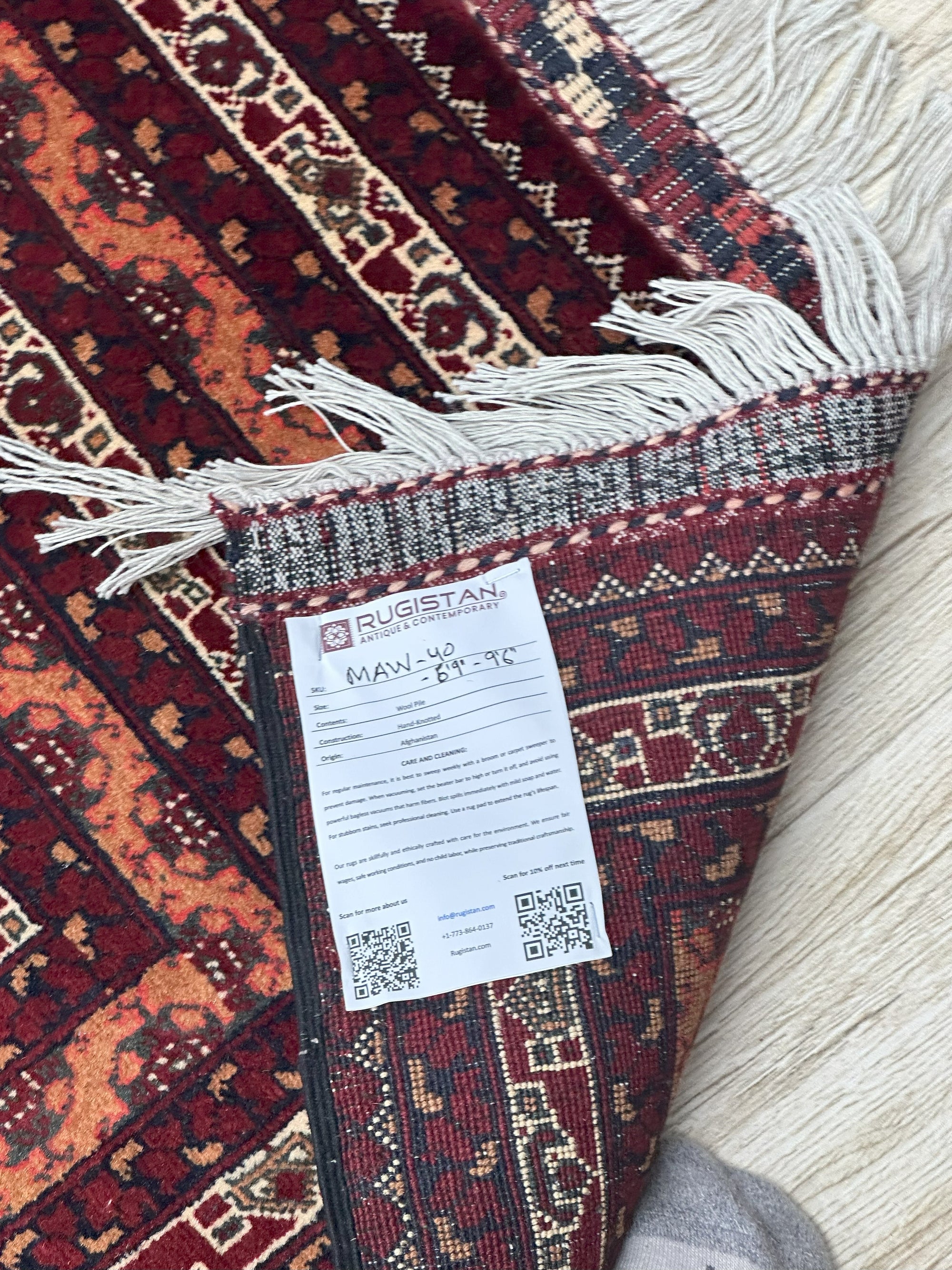 Hand-Knotted Afghani Mawri Wool Rug – 6'9″ x 9'6″ by Rugistan - product image 4 for Resin Society