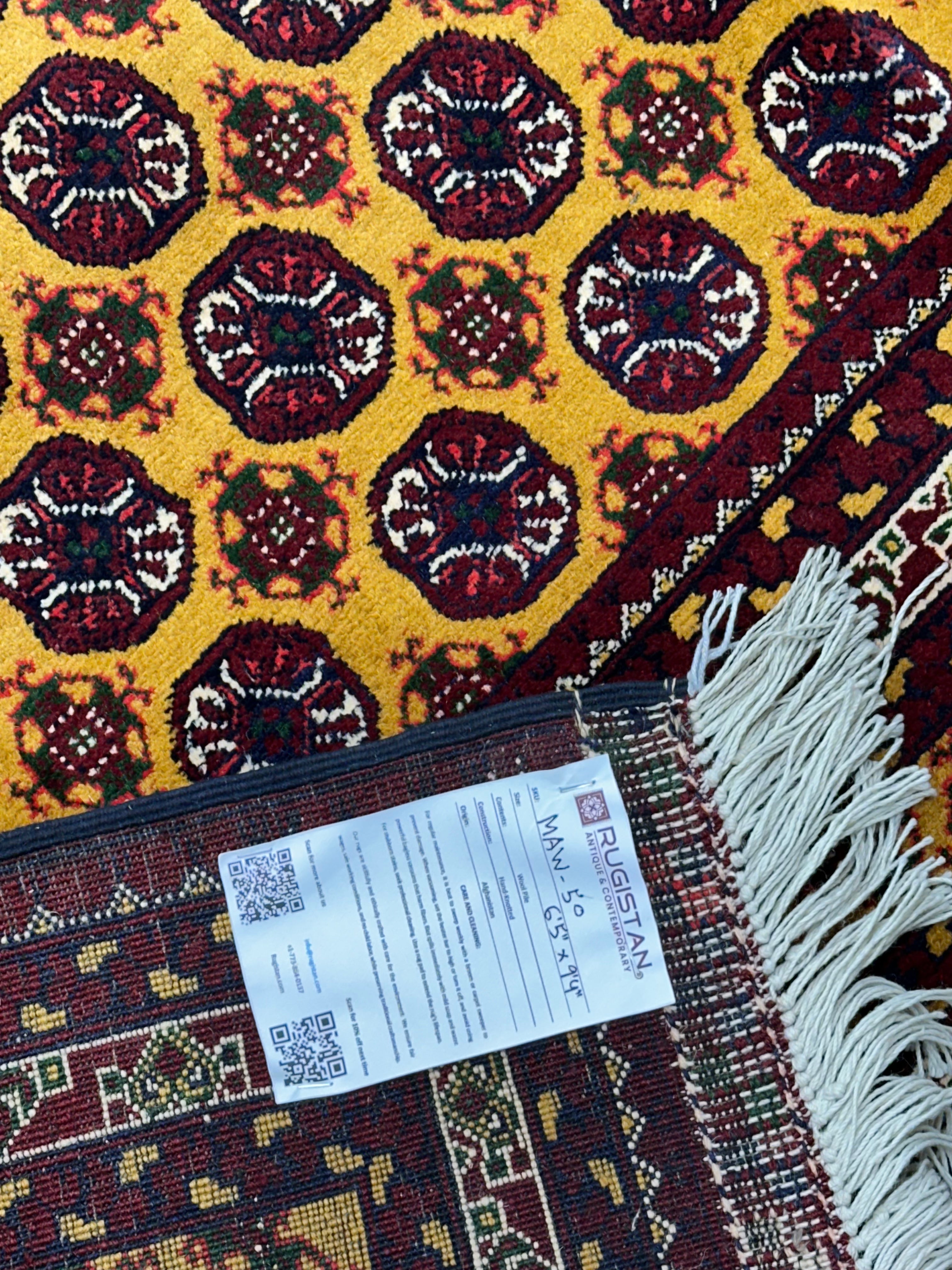 Hand-Knotted Afghani Mawri Wool Rug – 6’5″ x 9’4″ by Rugistan - product image 4 for Resin Society