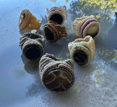 Handmade Woven Ring with Stone by Rare Earth Gallery - main product image for Resin Society