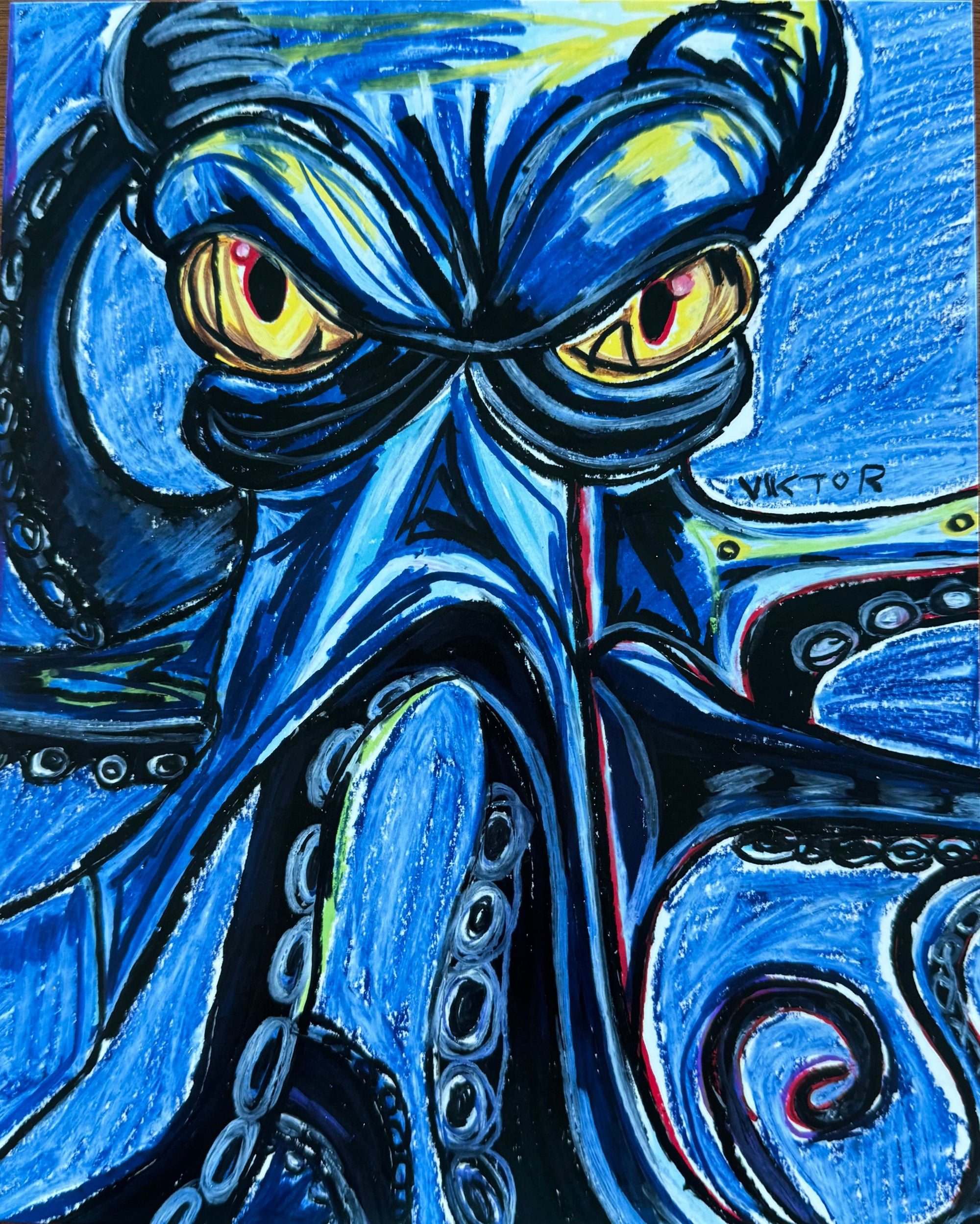 Blue Octopus - Art Prints by Vichy's Art - Resin Society