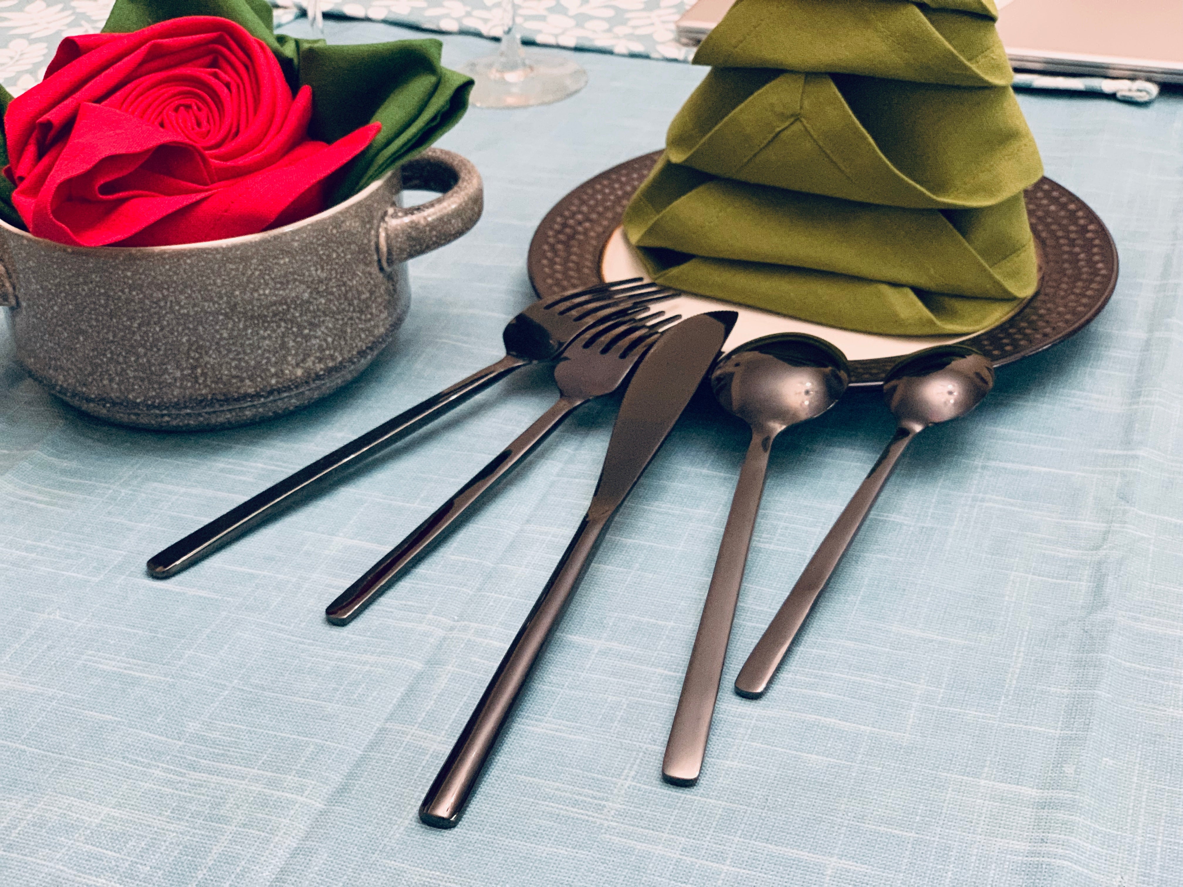 Black Flatware Set Stainless Steel 20 PC