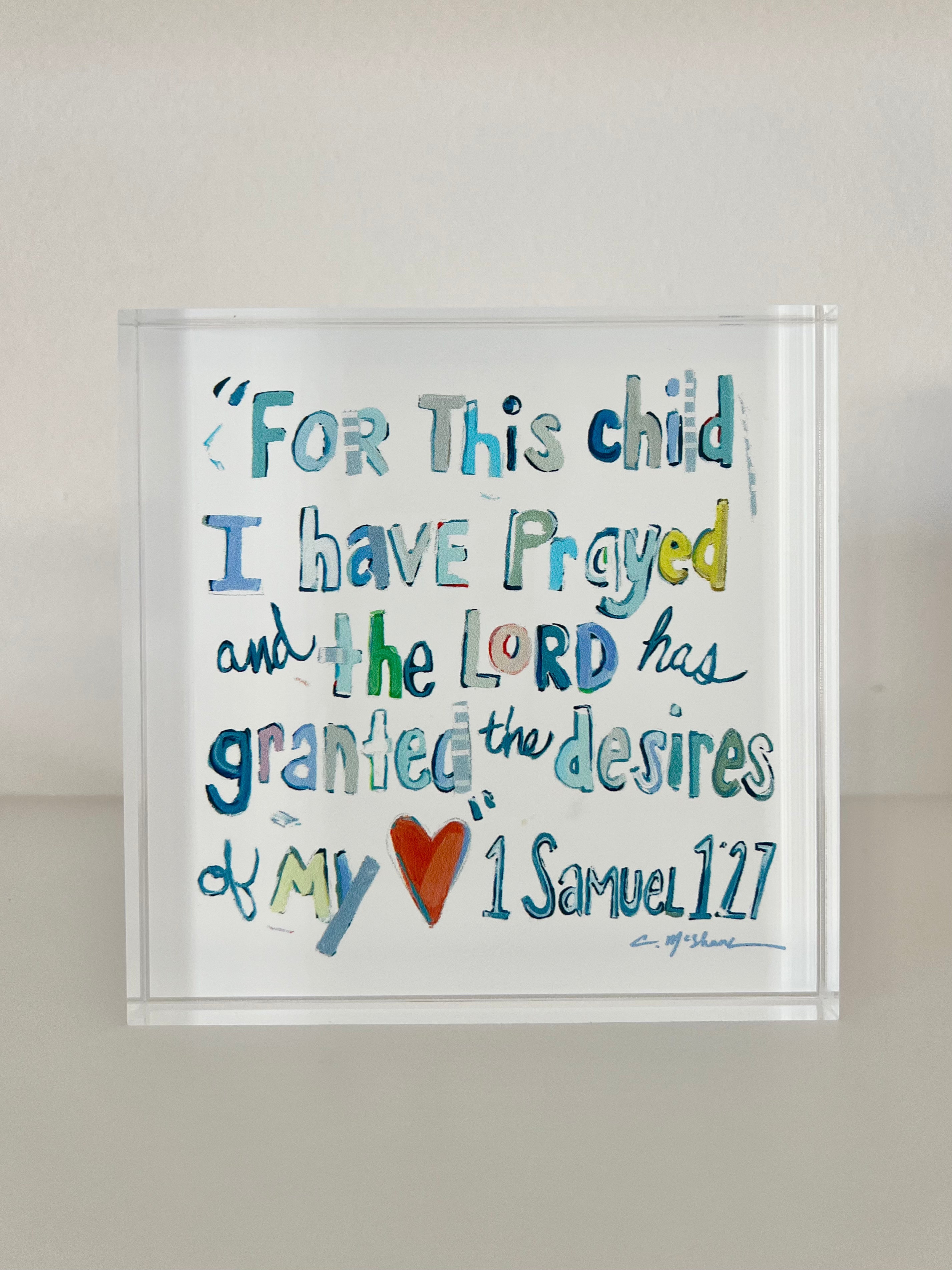 1 Samuel 1:27 Bible Verse Acrylic Tabletop Art