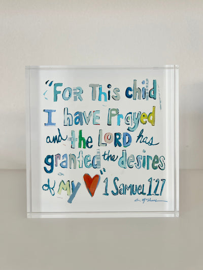 1 Samuel 1:27 Bible Verse Acrylic Tabletop Art
