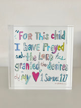 1 Samuel 1:27 Bible Verse Acrylic Tabletop Art