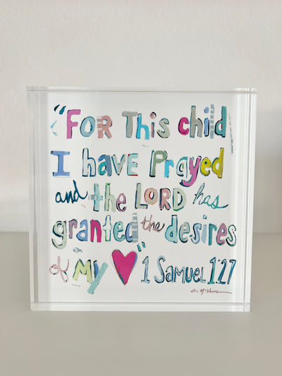 1 Samuel 1:27 Bible Verse Acrylic Tabletop Art