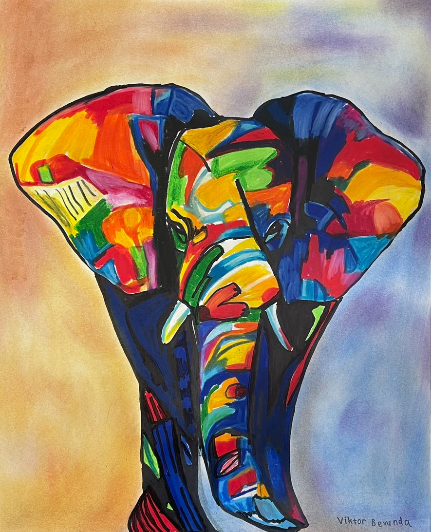 Elephant in a Vibrant Colors - Art Prints by Vichy's Art - Resin Society
