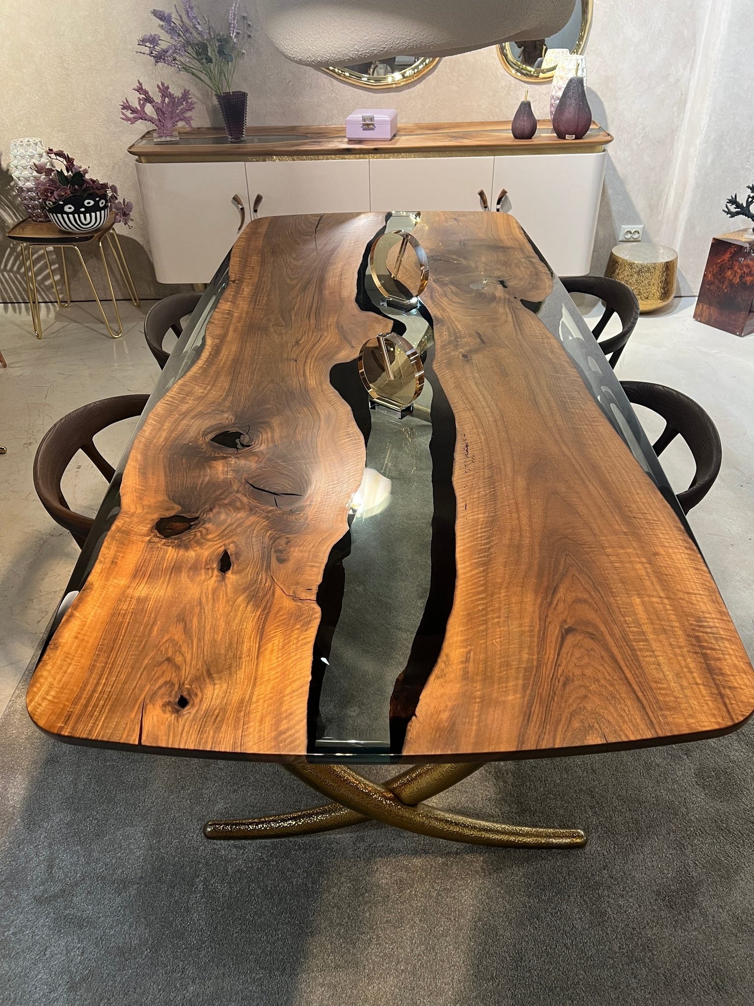 Luxurious Ivory Shaped Legs Epoxy Resin Dining Room Table by Gizz - product image 5 for Resin Society