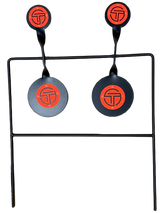 Rimfire Double target system with two spinning steel discs on a heavy-duty frame