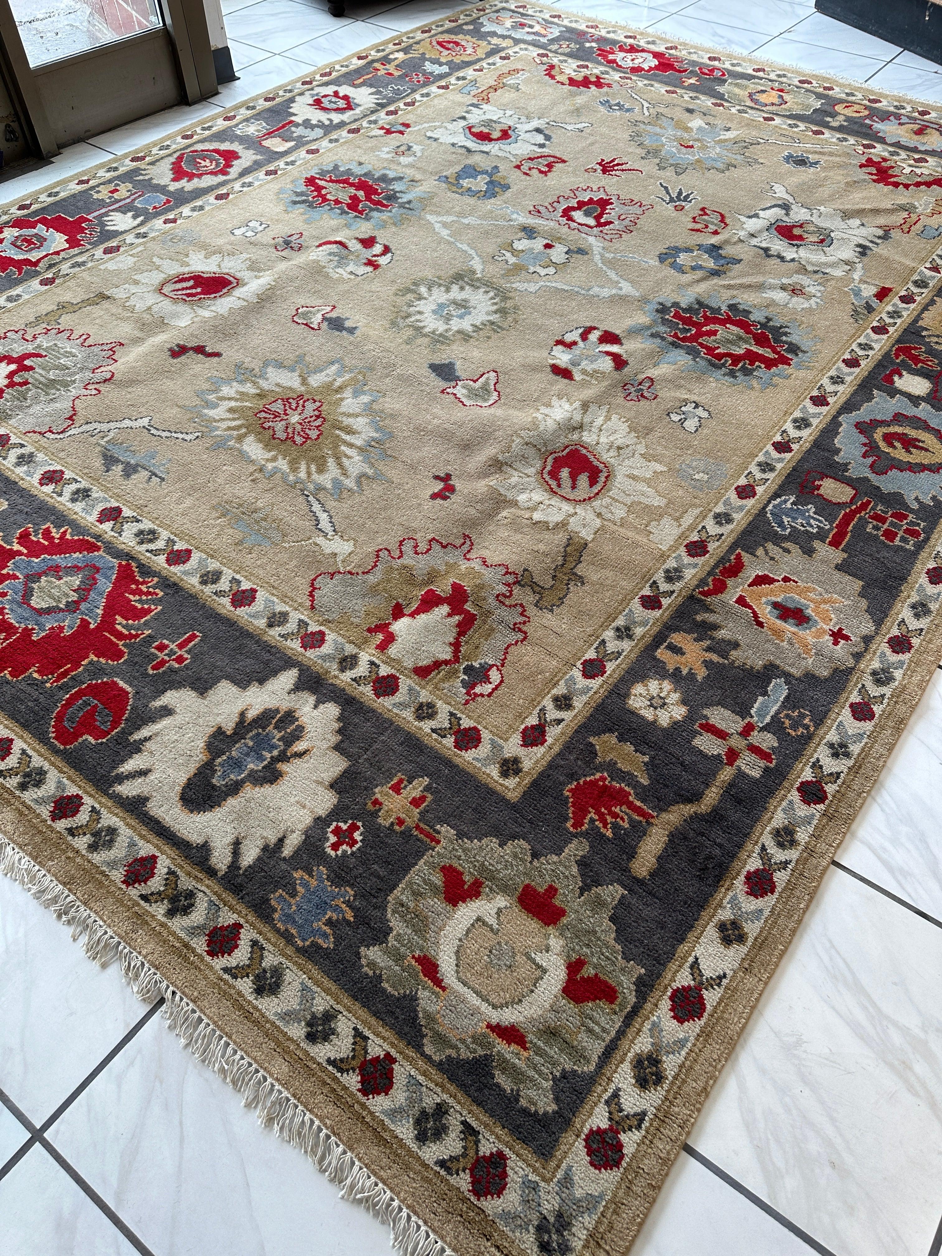 Hand Knotted Oushak Traditional Wool Rug, Living Room 9 x 12 Rug by Rugistan - product image 4 for Resin Society