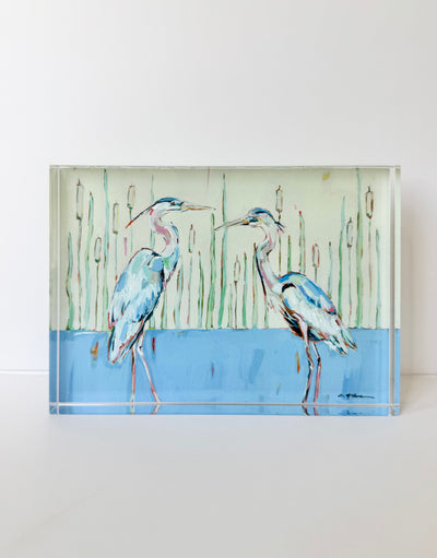 Blue Herons Acrylic Tabletop Art
