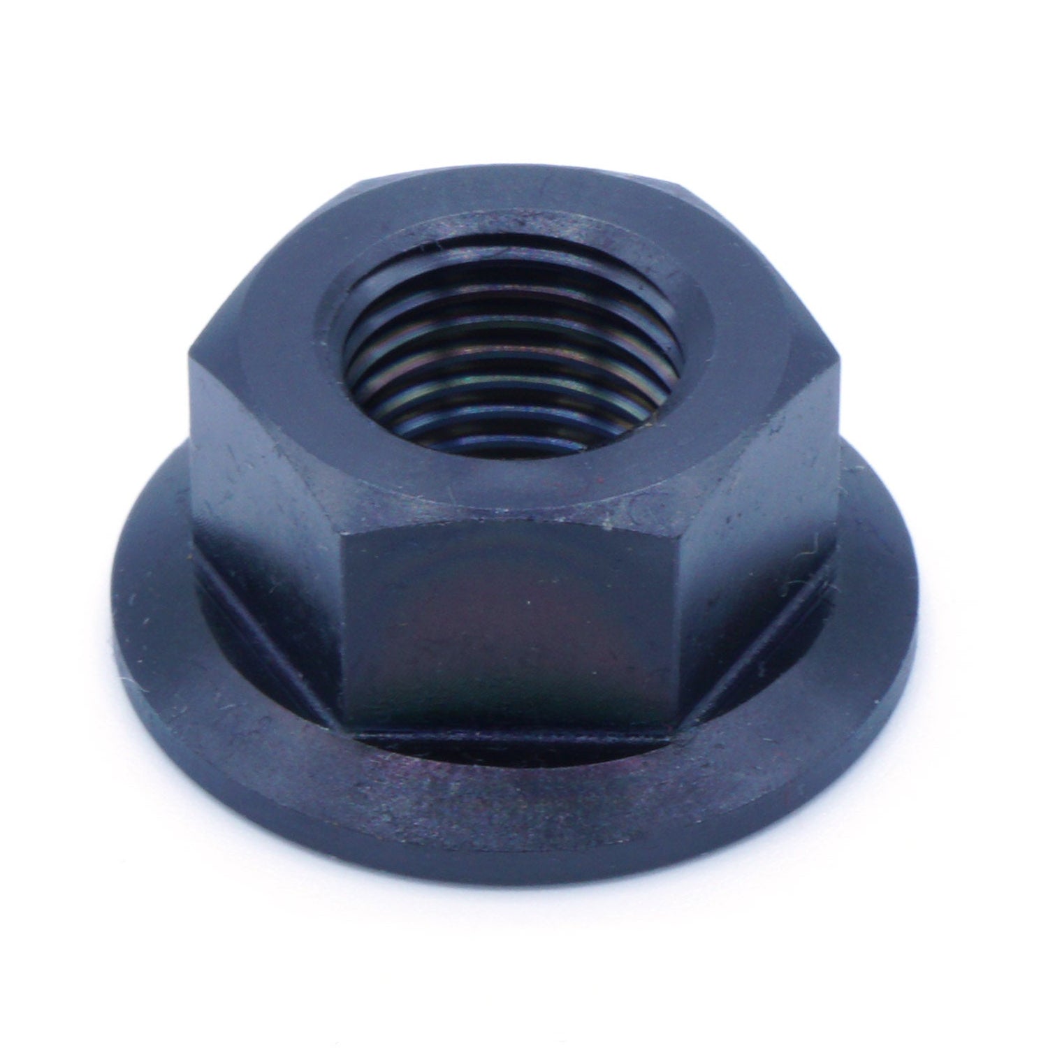 M12 x 1.25 Titanium Nut in various finishes including Polished, Gold, Cosmic Burn, Purple, Blue, and Black
