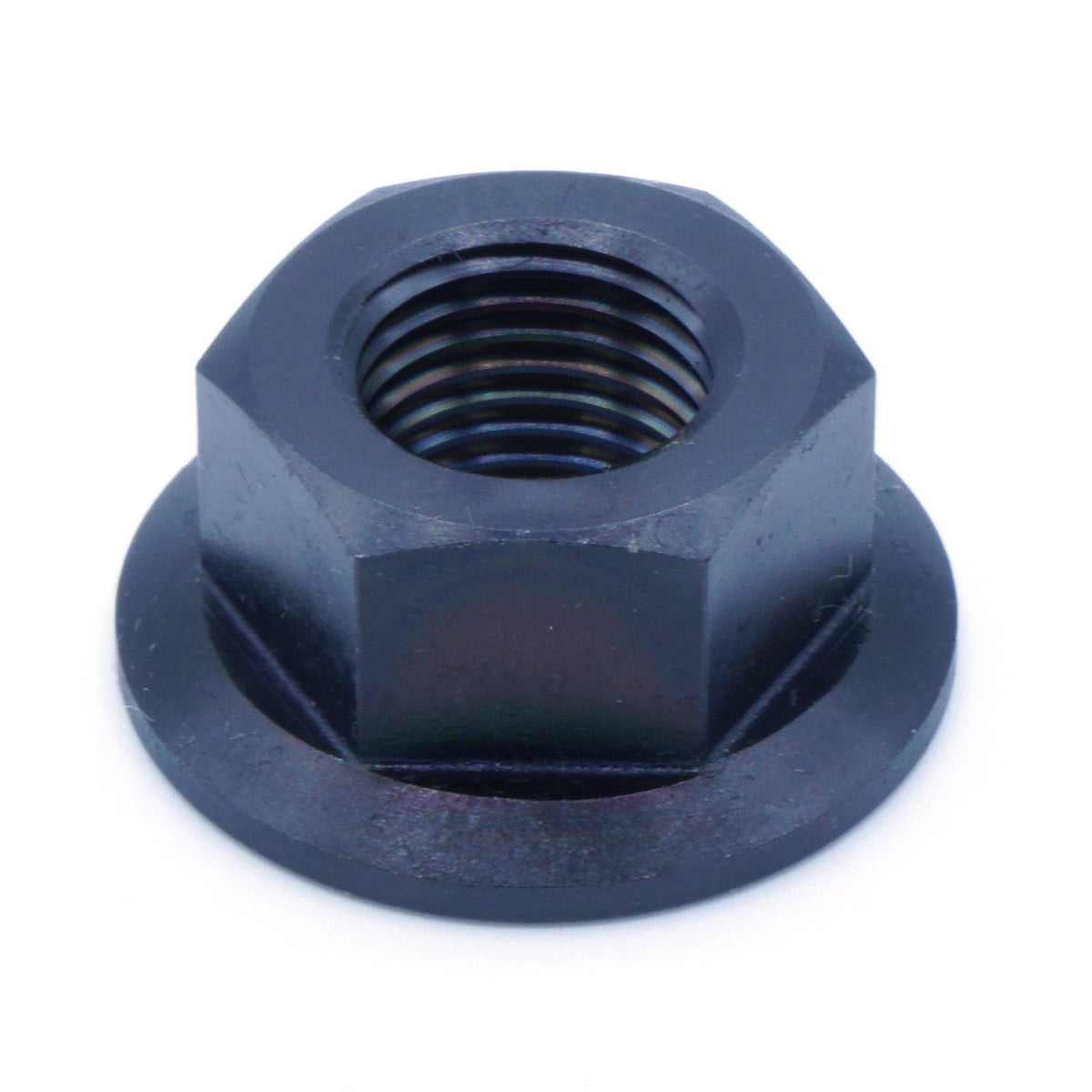 M12 x 1.25 Titanium Nut in various finishes including Polished, Gold, Cosmic Burn, Purple, Blue, and Black