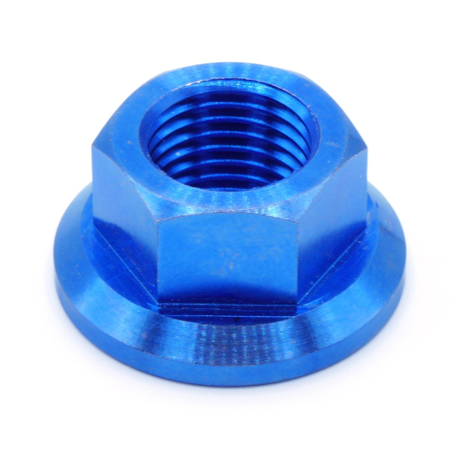 M12 x 1.25 Titanium Nut in various finishes including Polished, Gold, Cosmic Burn, Purple, Blue, and Black