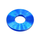 M8 Titanium Washer in various finishes including Polished, Blue, Gold, Cosmic Burn, Purple, Black, and Oil Slick