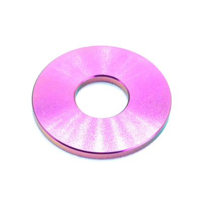 M8 Titanium Washer in various finishes including Polished, Blue, Gold, Cosmic Burn, Purple, Black, and Oil Slick