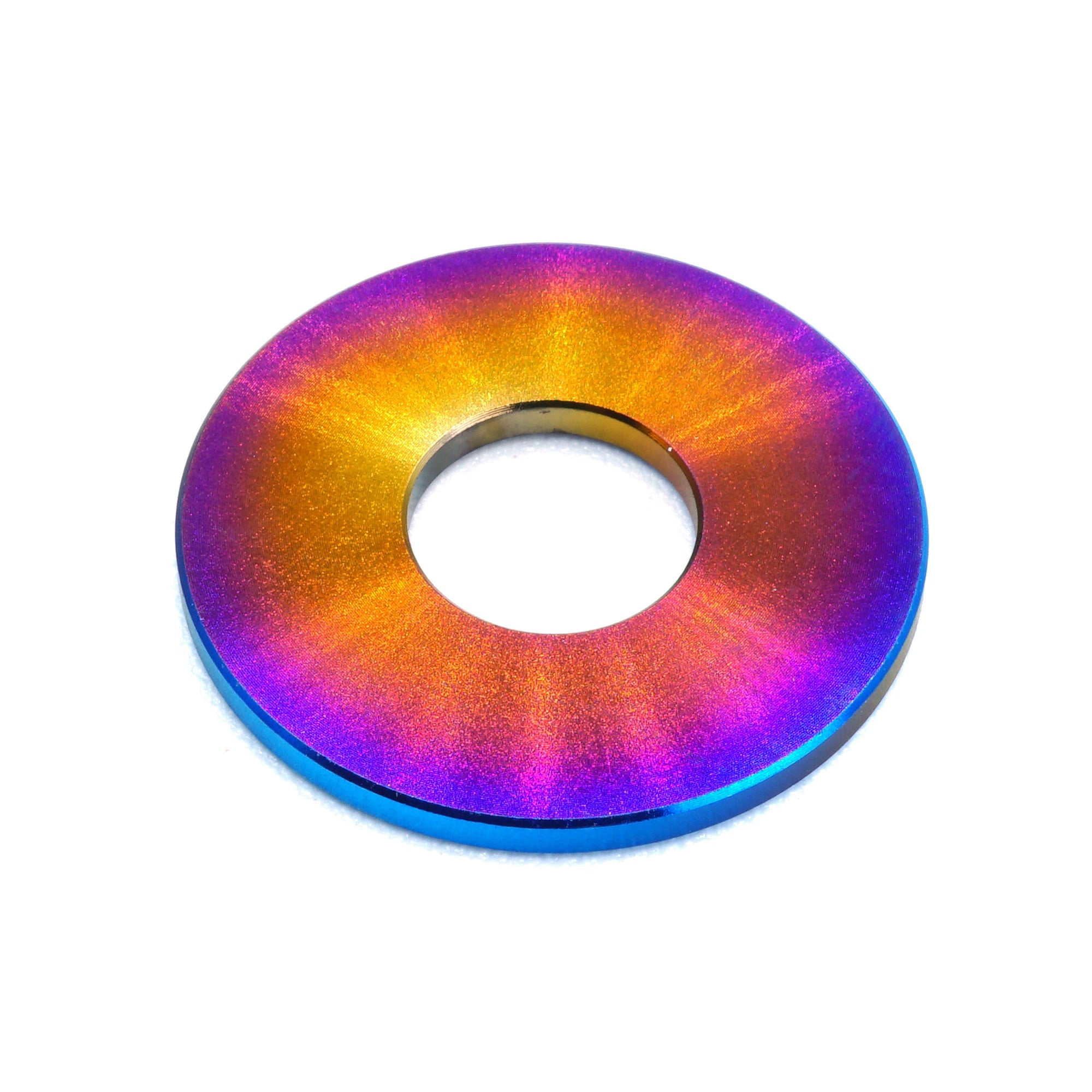 M10 Titanium Washer in various finishes including Polished, Black, Blue, Gold, Purple, and Oil Slick
