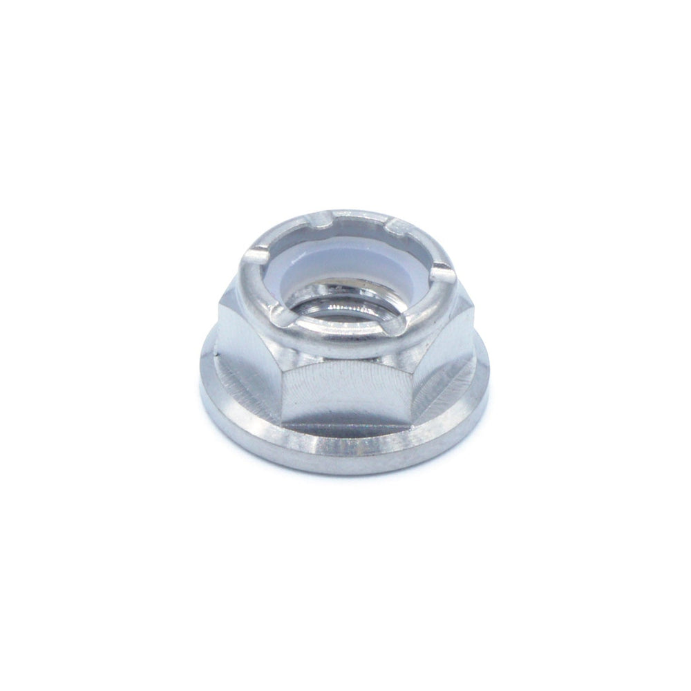 M8 x 1.25 Titanium Nyloc Nut in polished finish