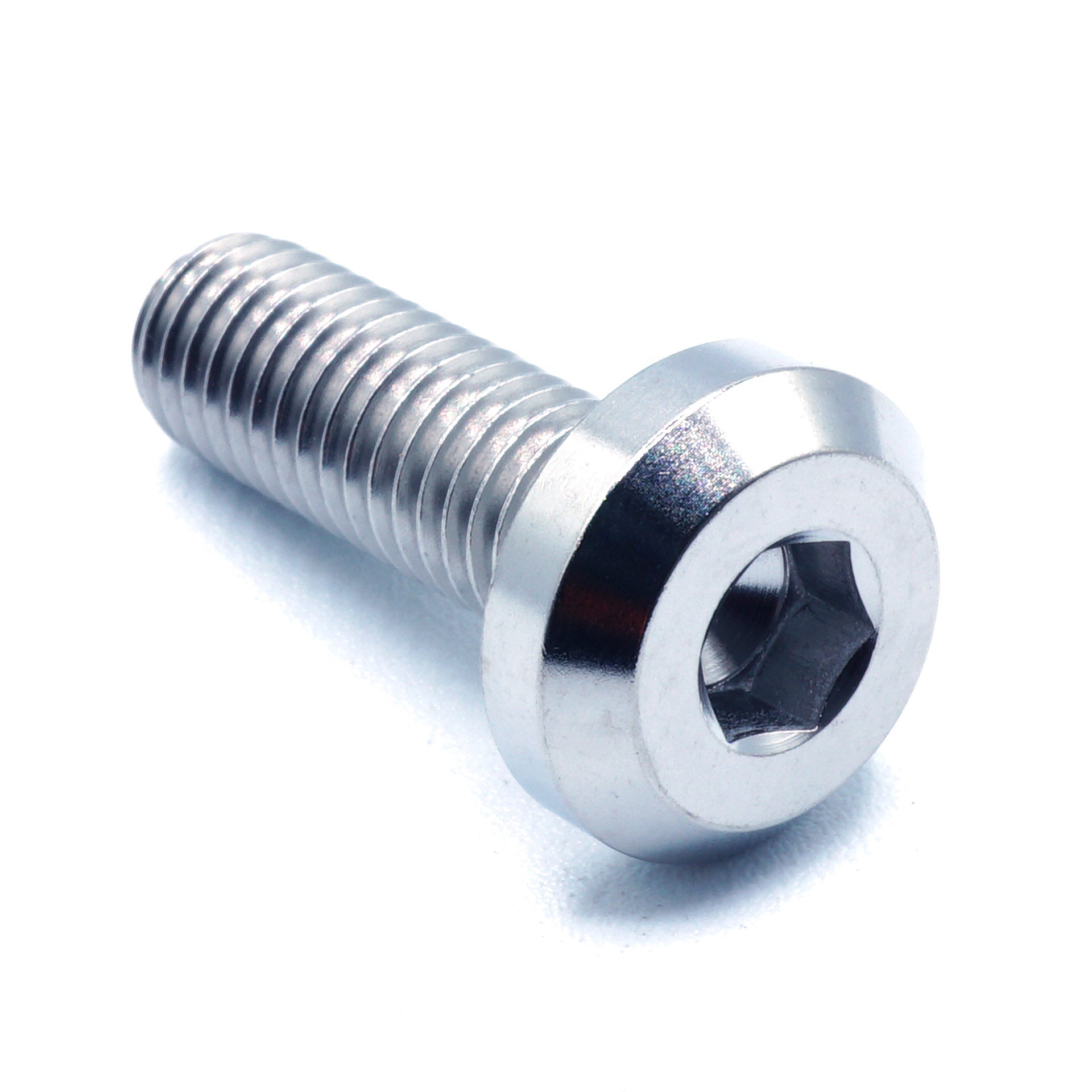 M8 x 1.25 x 25mm titanium motor head bolt in polished finish