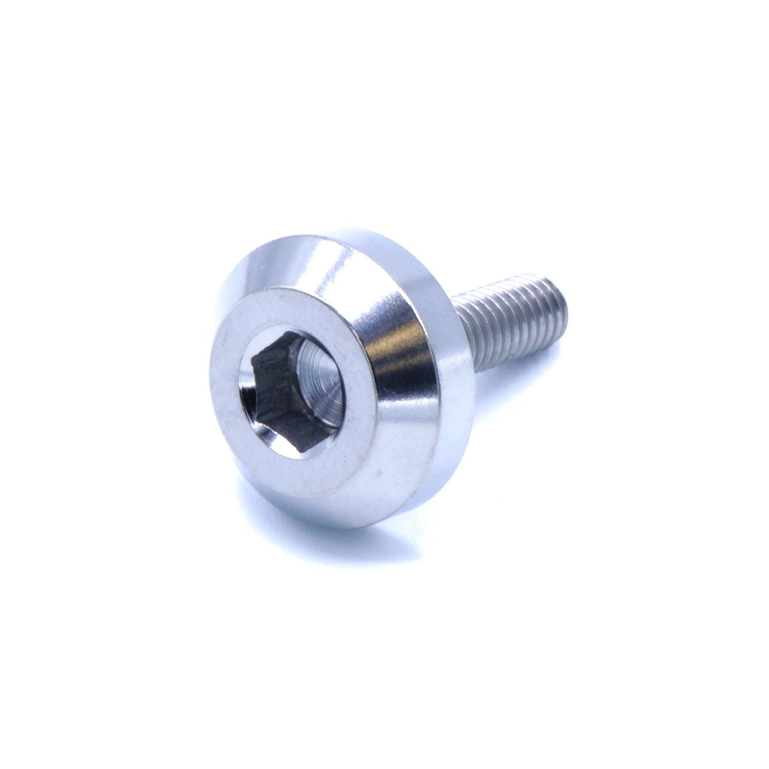 M4 x 0.7 x 15mm titanium motor head bolt in polished finish