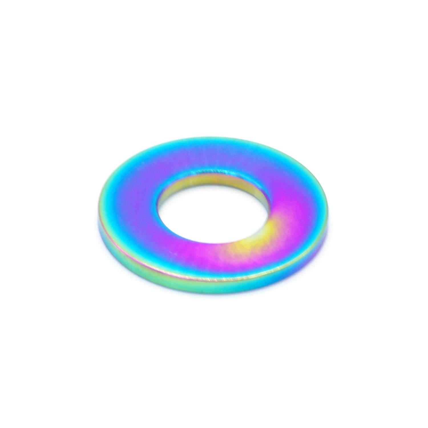 M9 Titanium Washer in various finishes including Polished, Black, Blue, Gold, Purple, and Cosmic Burn