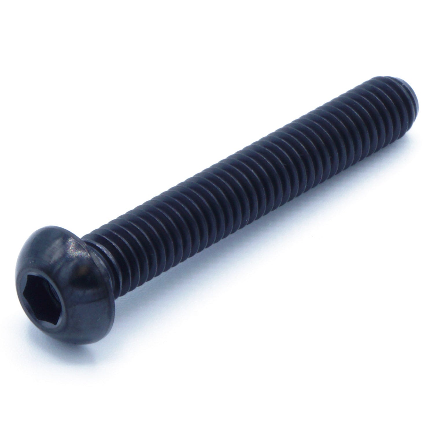 M6 x 1.00 x 40mm Titanium Button Head Bolt in various finishes including polished, black, blue, gold, purple, and cosmic burn