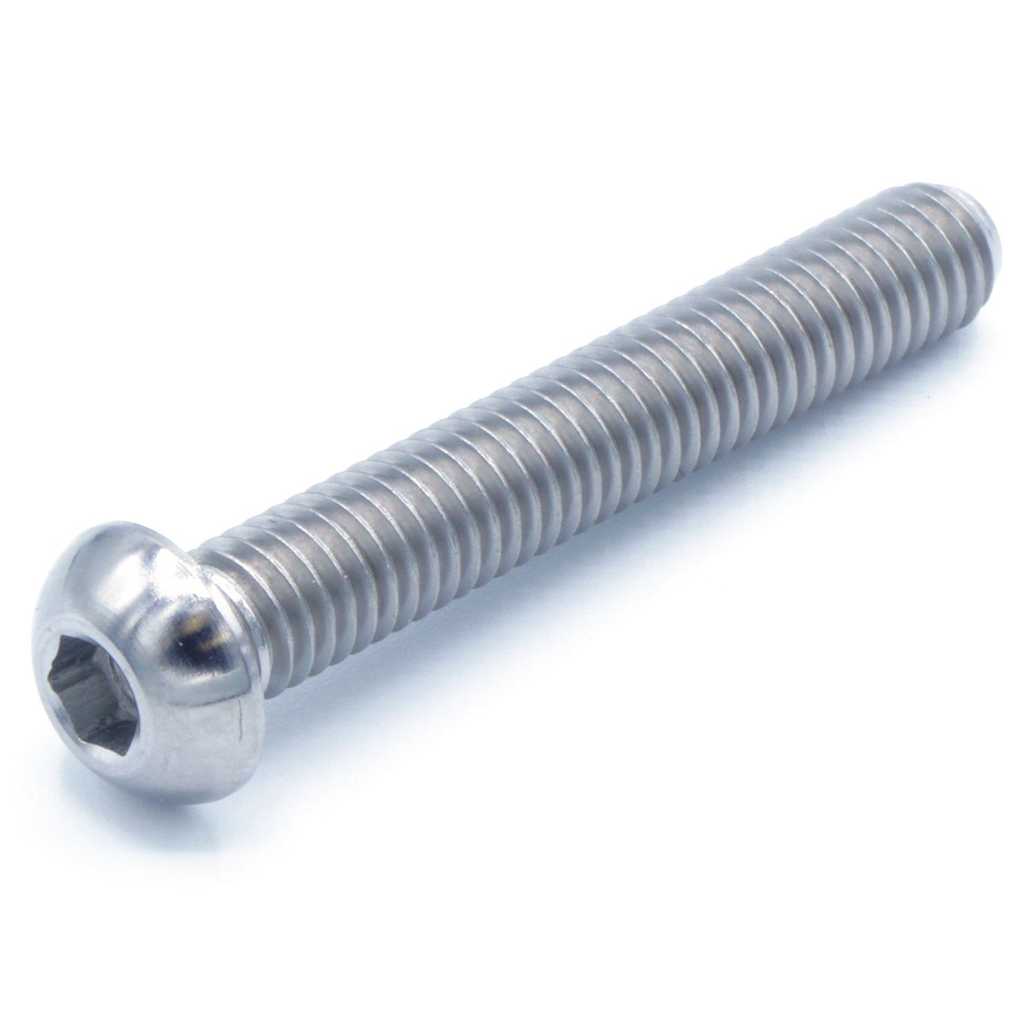 M6 x 1.00 x 40mm Titanium Button Head Bolt in various finishes including polished, black, blue, gold, purple, and cosmic burn