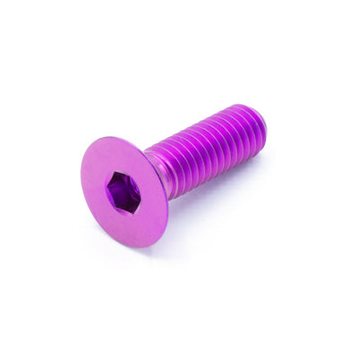 M6 x 1.00 x 20mm titanium countersunk bolt in polished finish
