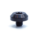 M6 x 1.00 x 5mm Titanium Motor Head Bolt in various finishes including polished, black, blue, gold, purple, and cosmic burn