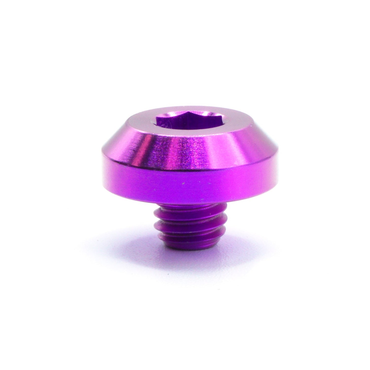 M6 x 1.00 x 5mm Titanium Motor Head Bolt in various finishes including polished, black, blue, gold, purple, and cosmic burn