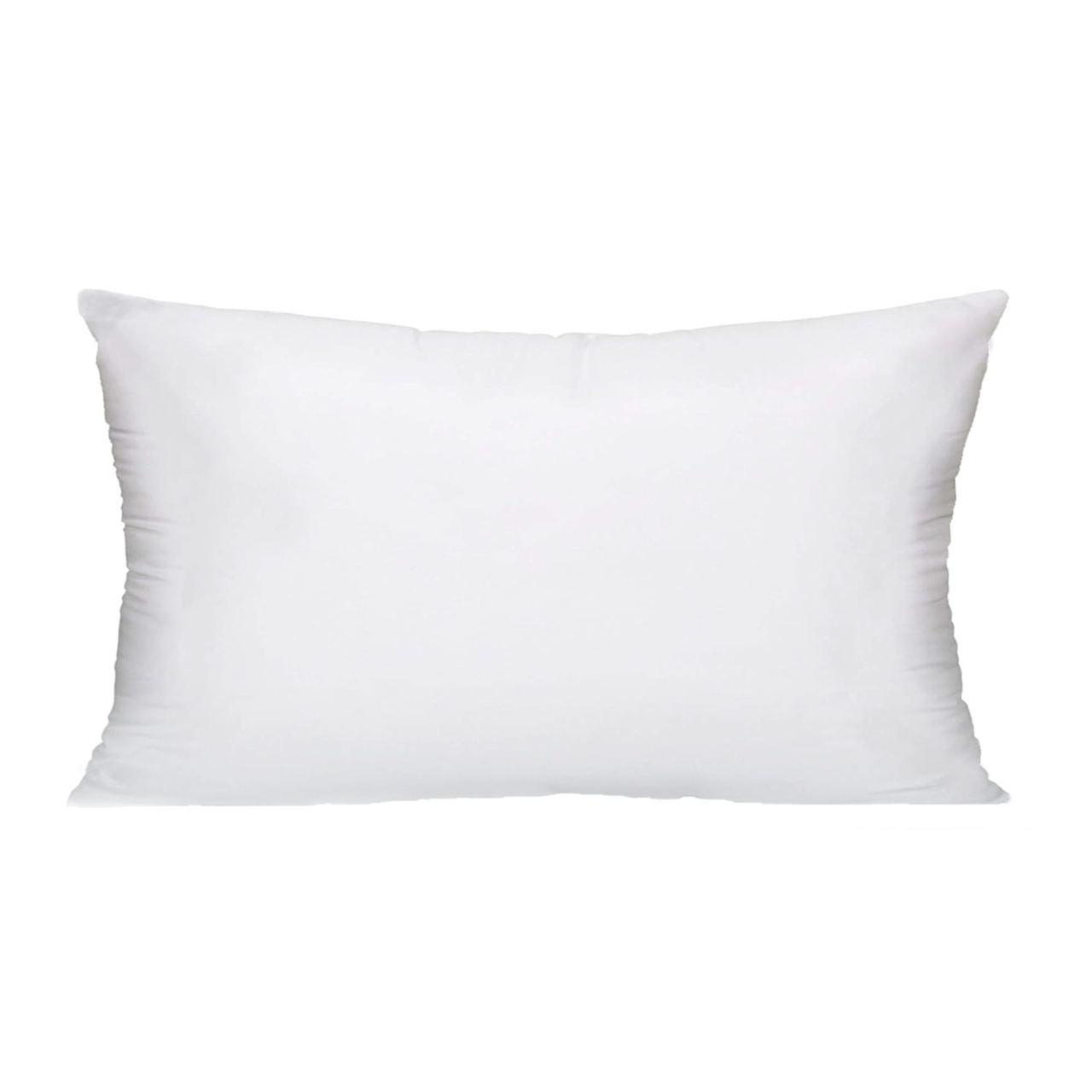Rectangular white lumbar pillow insert photographed against plain white background