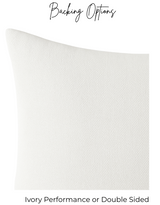 Square pillow backing in solid ivory fabric with a subtle textured weave, shown on a white background with slight shadowing along edges.