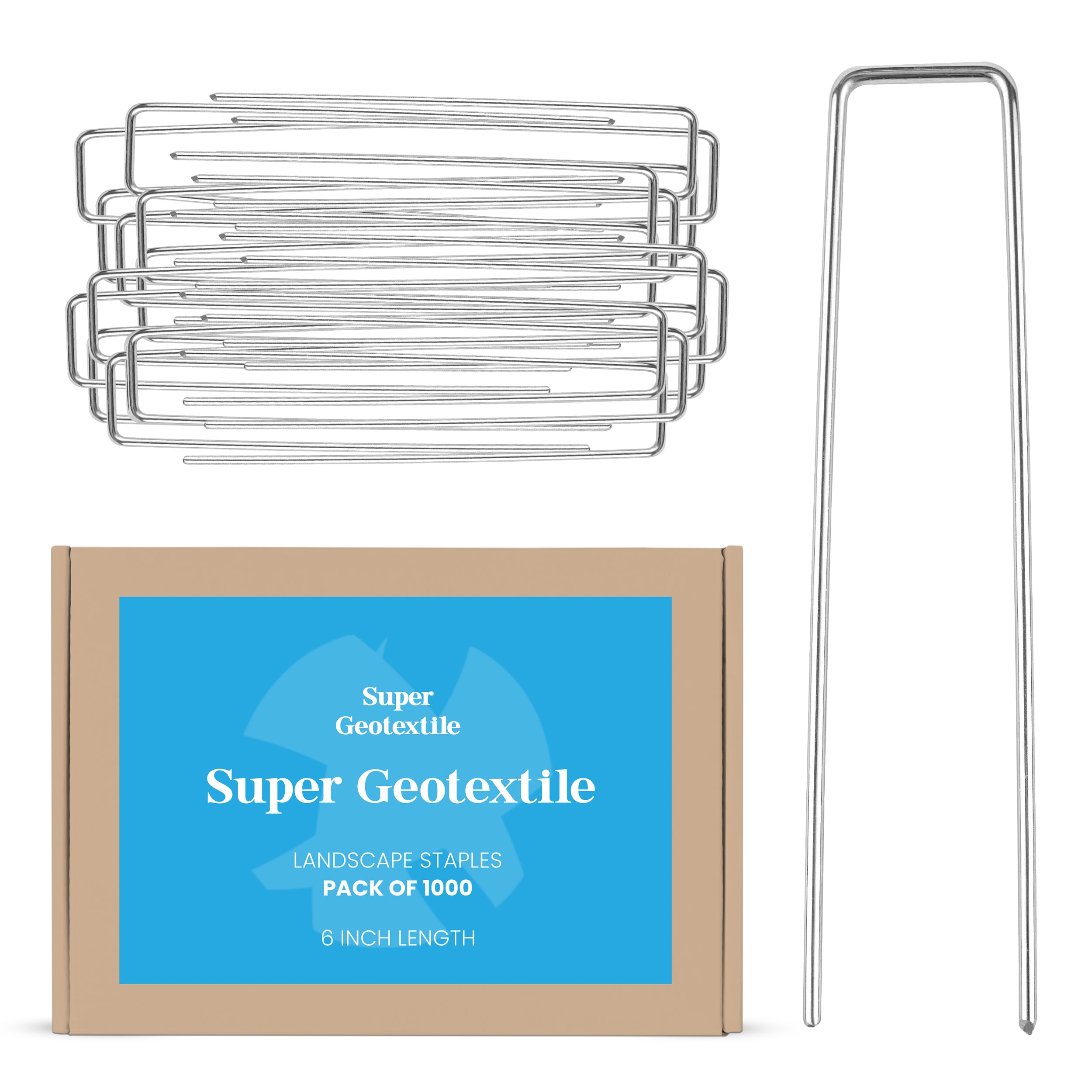 Heavy duty 11 gauge galvanized steel U-shaped landscape staples for securing garden fabric and fencing