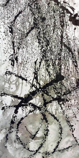 Ink Wax Paint III abstract art on gallery wrap 30x60 cotton canvas by John Beard Collection