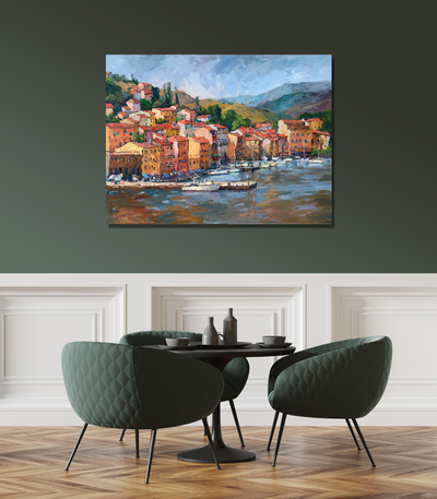 Italian Coastal Village Artist Enhanced Canvas Print by John Beard Collection - product image 4 for Resin Society