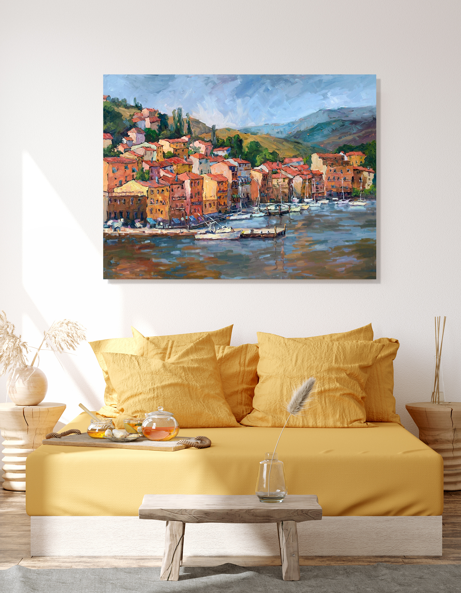 Italian Coastal Village 40x60 Artist Enhanced Canvas Print by John Beard Collection - product image 3 for Resin Society