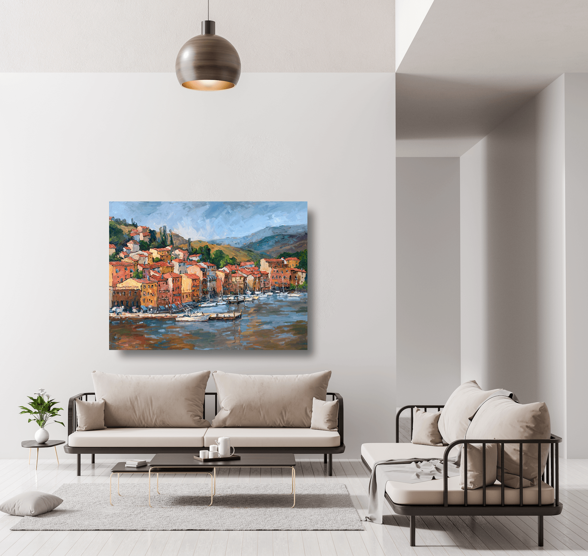 Italian Coastal Village 40x60 Artist Enhanced Canvas Print by John Beard Collection - product image 2 for Resin Society