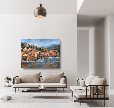 Italian Coastal Village 40x60 Artist Enhanced Canvas Print by John Beard Collection - product image 2 for Resin Society