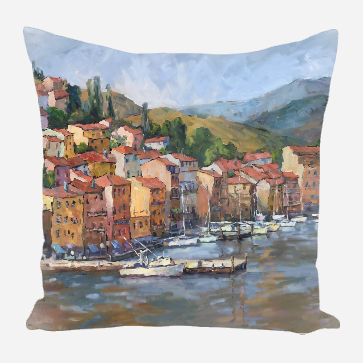 Italian Coastal Village Pillow by John Beard Collection - main product image for Resin Society