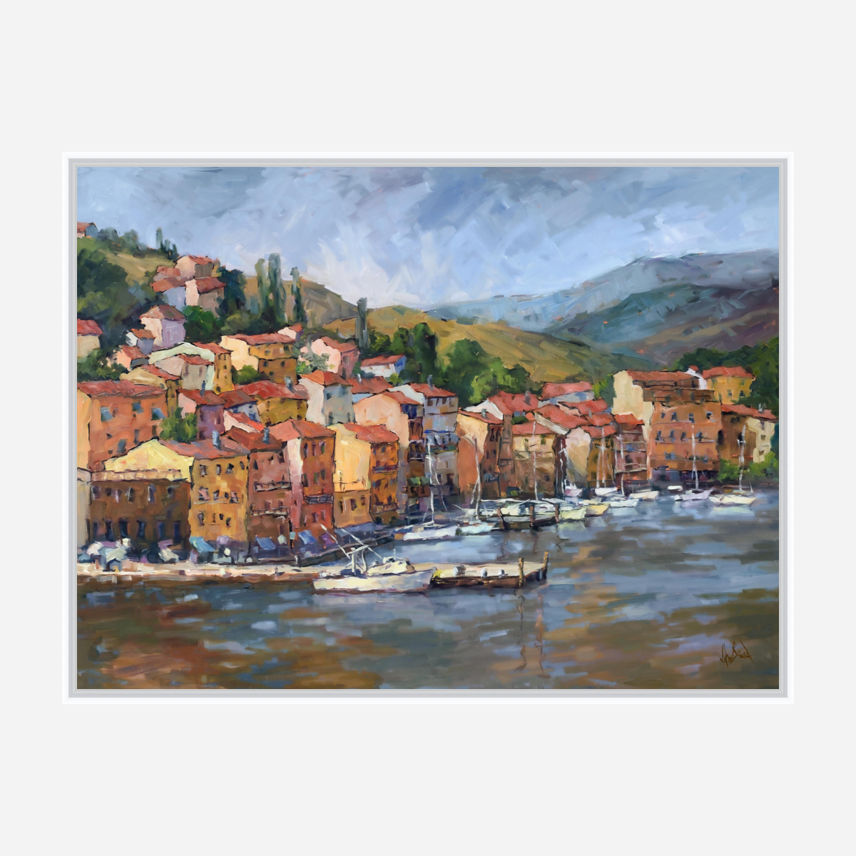 Italian Coastal Village Artist Enhanced Canvas Print by John Beard Collection - product image 7 for Resin Society