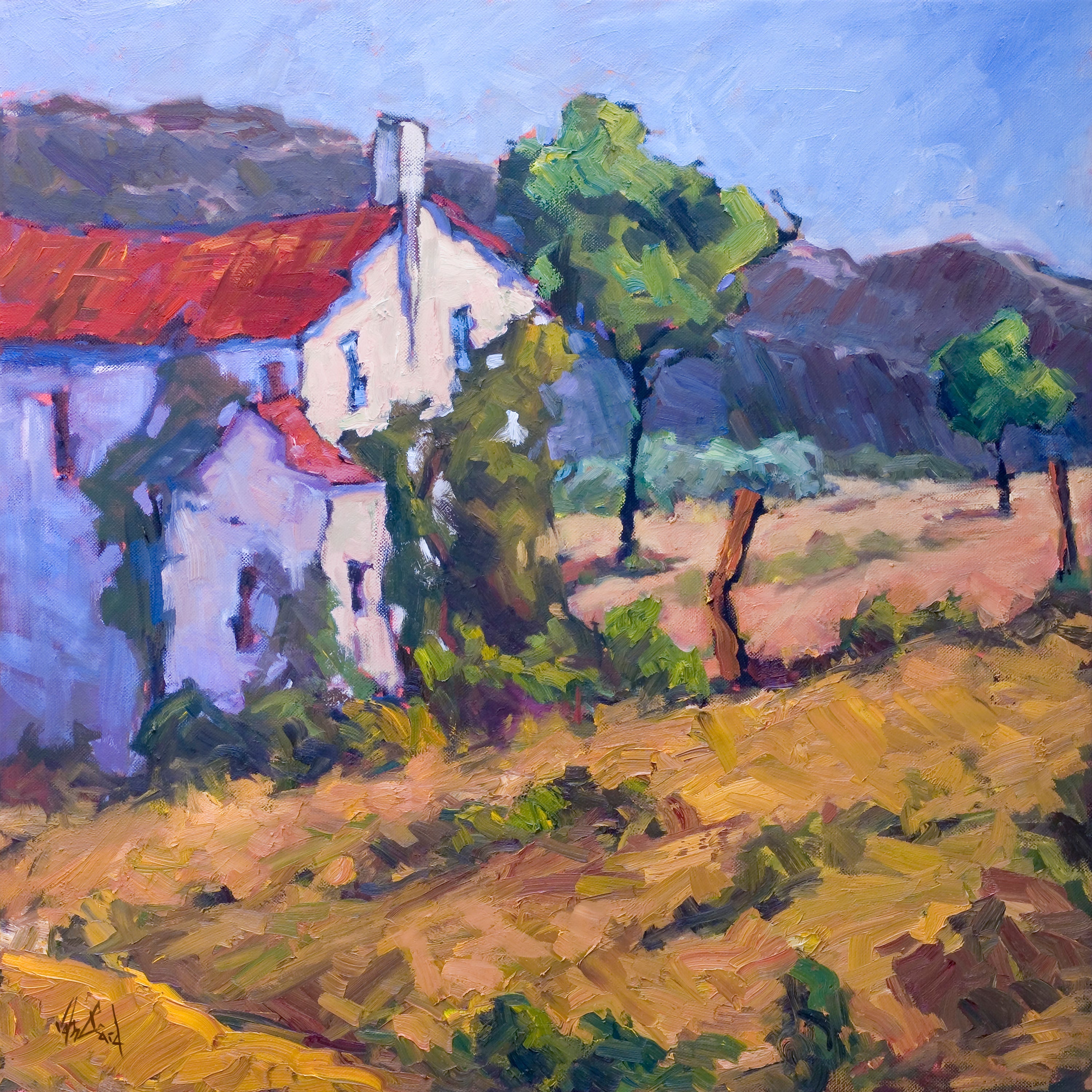 Italian Foothills Artist Canvas Enhanced Print by John Beard Collection - main product image for Resin Society