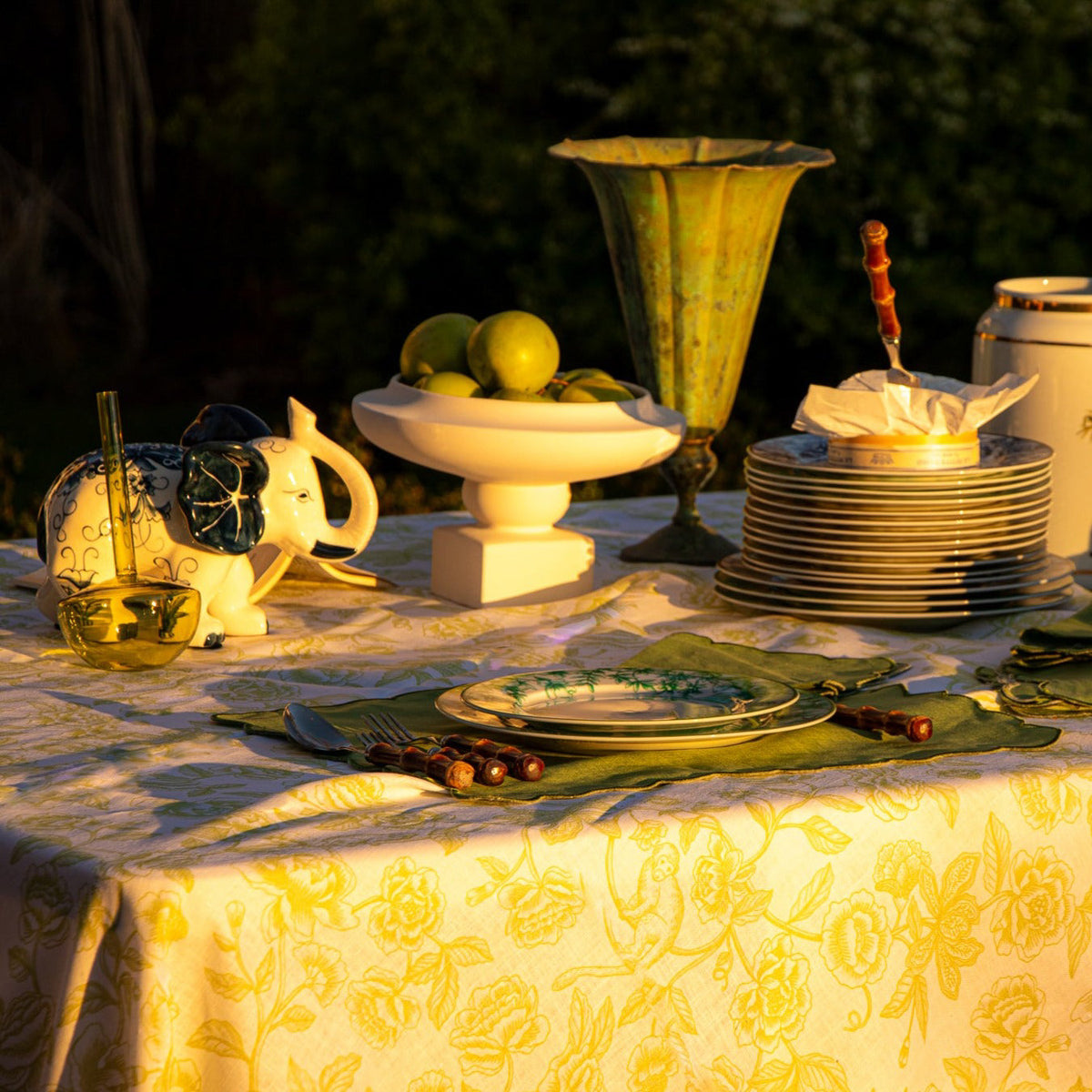 100% Premium Linen - Ivory Flora Parlour Tablecloth by Ro'Table - product image 2 for Resin Society