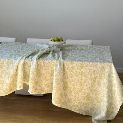 100% Premium Linen - Ivory Flora Parlour Tablecloth by Ro'Table - product image 3 for Resin Society