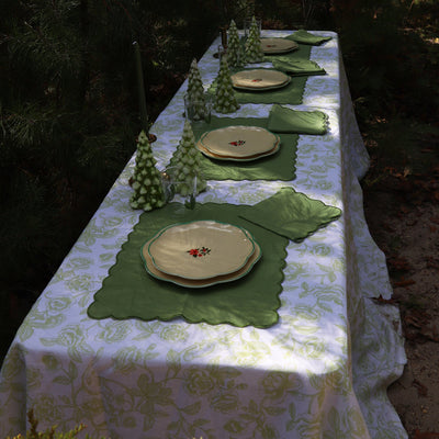 100% Premium Linen - Ivory Flora Parlour Tablecloth by Ro'Table - product image 5 for Resin Society