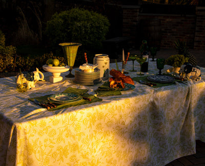 100% Premium Linen - Ivory Flora Parlour Tablecloth by Ro'Table - product image 6 for Resin Society
