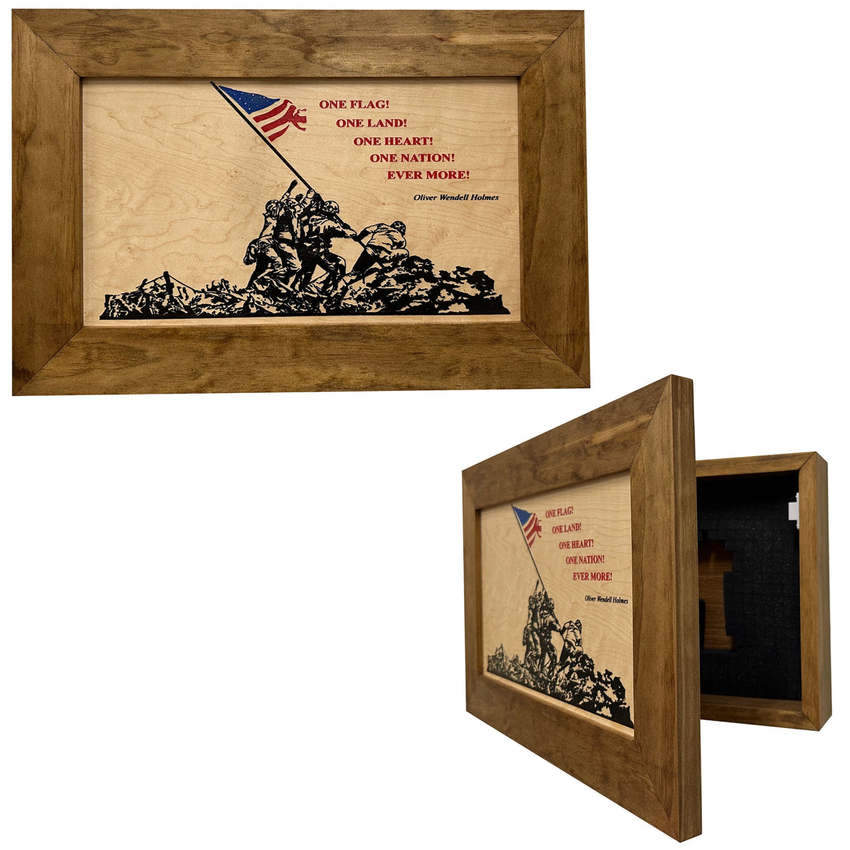 Iwo Jima Flag Raising Decorative Wall-Mounted Secure Gun Cabinet by Bellewood Designs - main product image for Resin Society