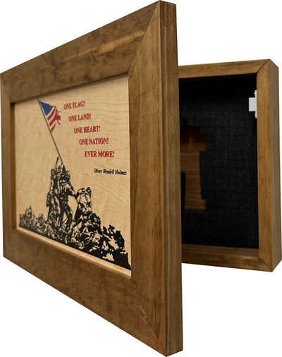Iwo Jima Flag Raising Decorative Wall-Mounted Secure Gun Cabinet by Bellewood Designs - product image 4 for Resin Society