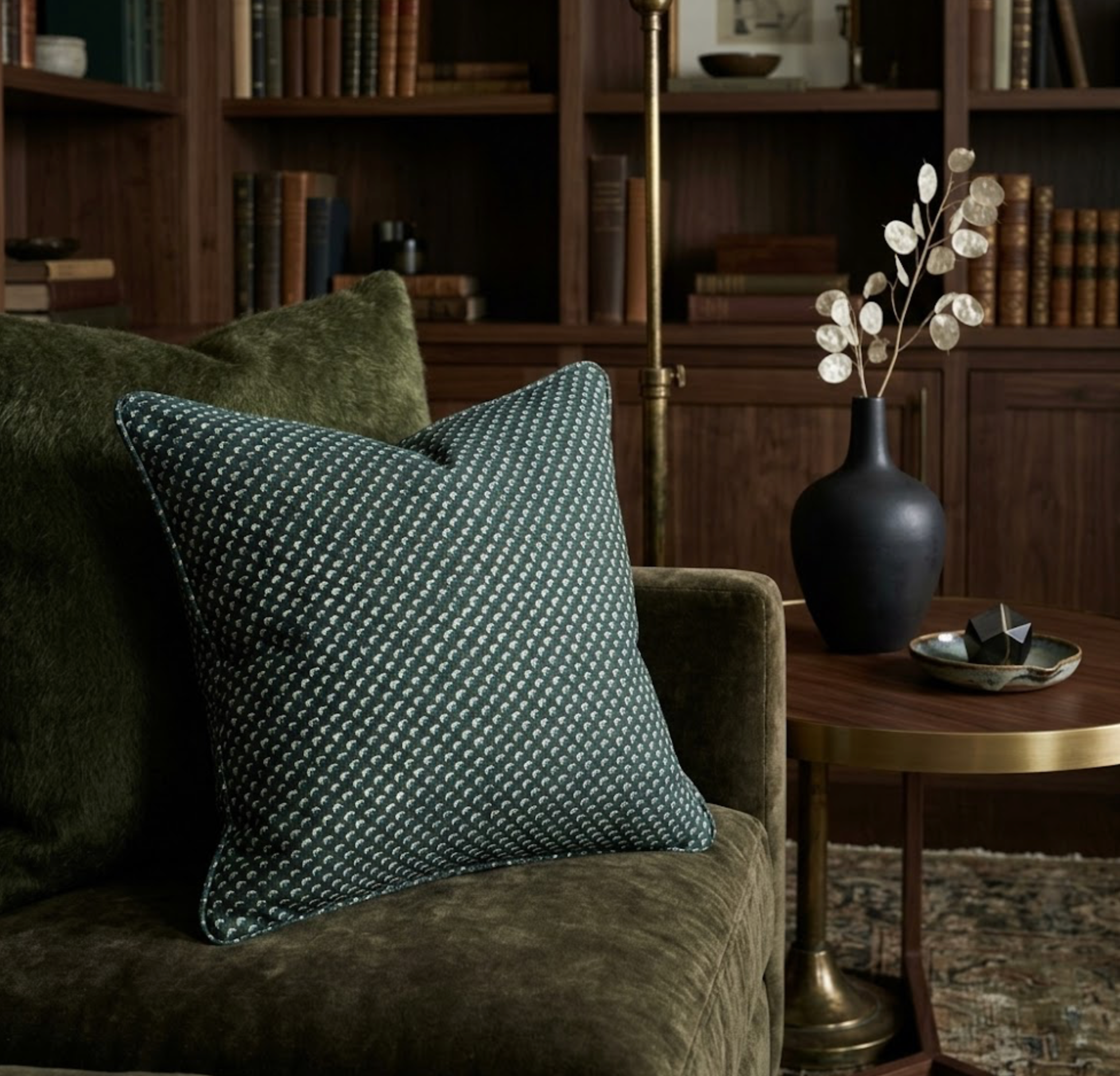 Janas Pillow Cover in Green, Designer Pillows