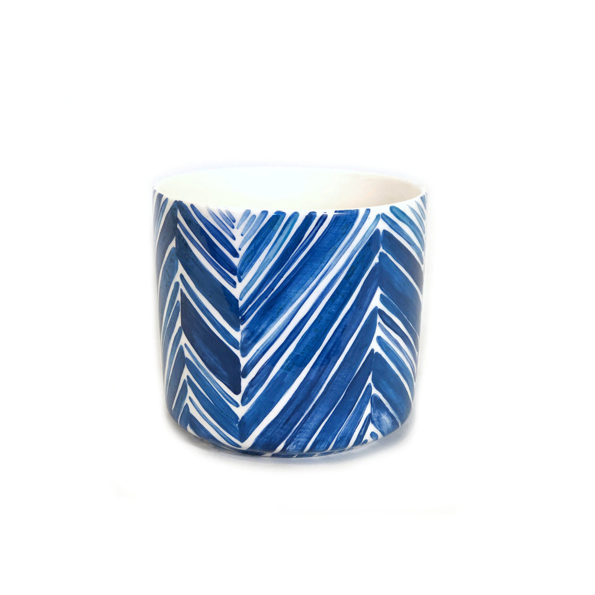 Tall Serving Bowl - Blue Palm Leaves by Mbare Ltd - main product image for Resin Society