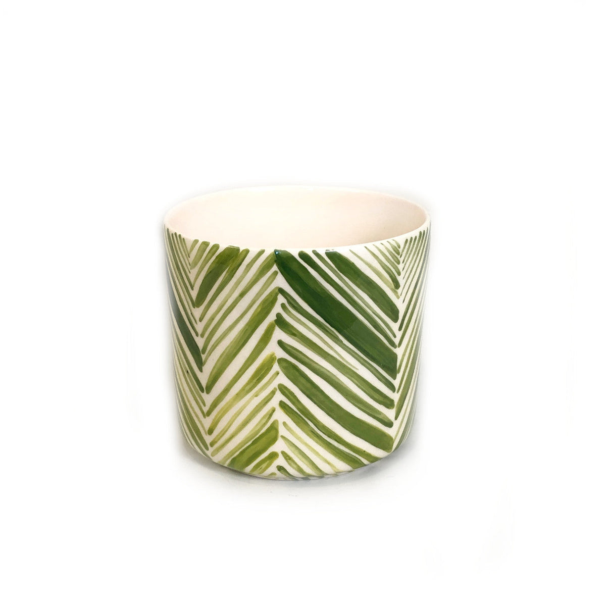 Tall Serving Bowl - Green Palm Leaves by Mbare Ltd - main product image for Resin Society